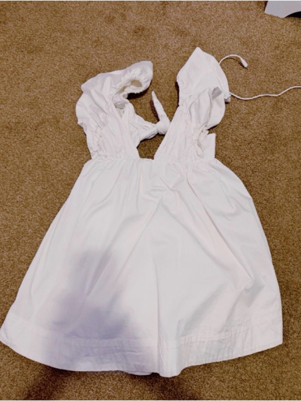 White Ruffle Strap Casual Women's Sundress